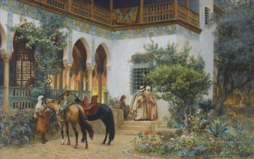 COUR D’AFRIQUE DU NORD Frederick Arthur Bridgman Arabe Peinture à l'huile